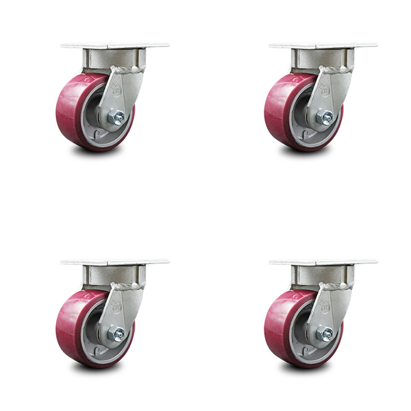 Service Caster 4 Inch Kingpinless Poly on Aluminum Wheel Swivel Top Plate Caster SCC, 4PK SCC-KP30S420-PAR-4